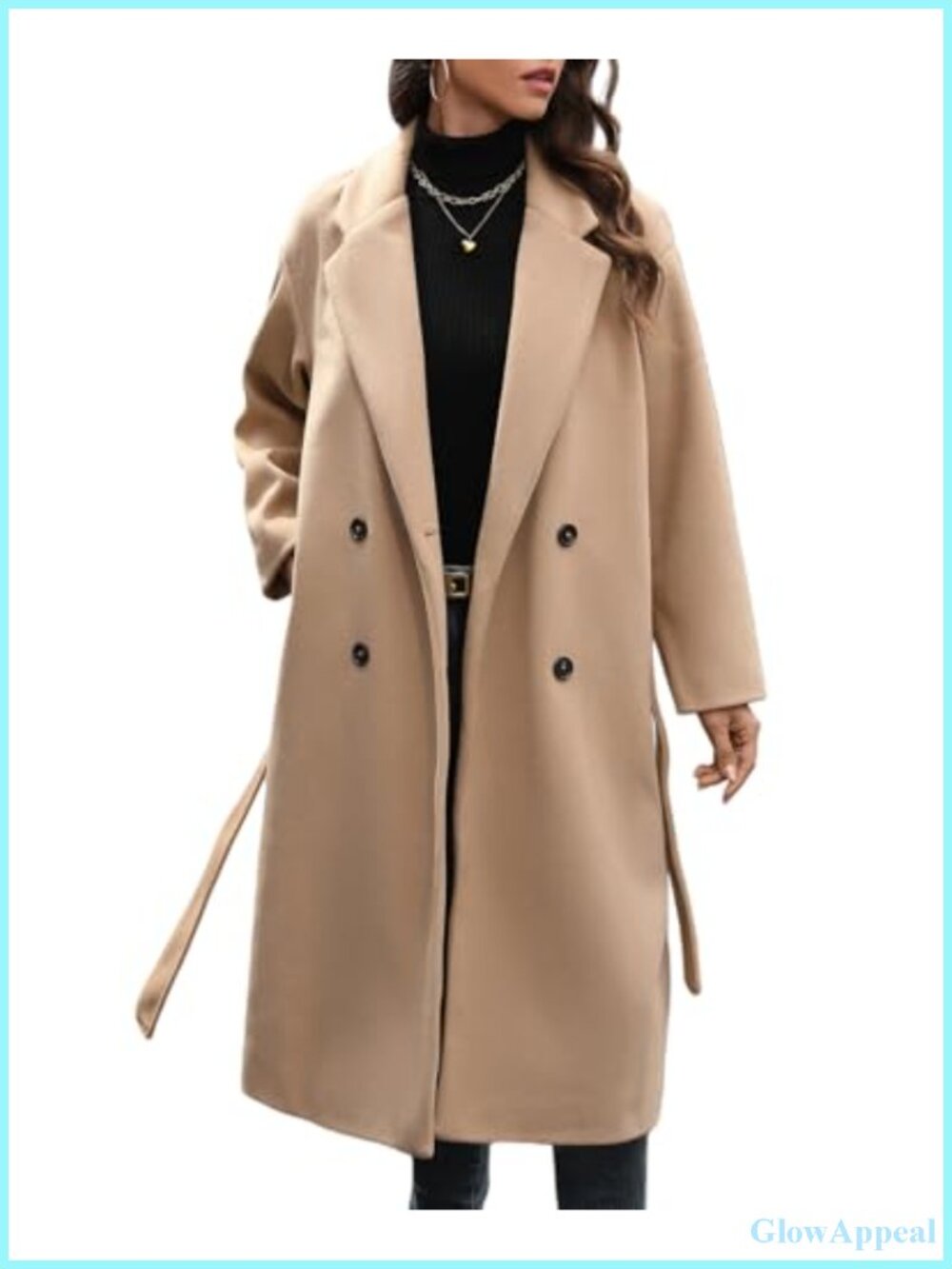 Women's Wool Blend Double Breasted Peacoat Winter Long Trench